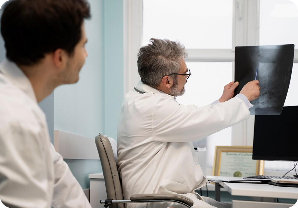Therapist assisting a patient during recovery