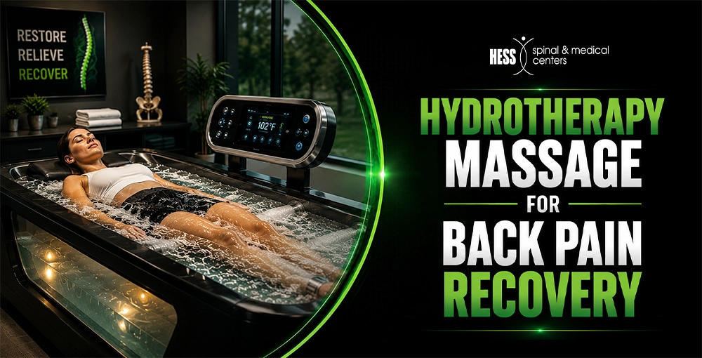 What Is Hydrotherapy Massage and Why Is It Used for Back Pain and Muscle Recovery? Patient receiving hydrotherapy massage treatment in a therapeutic water massage tub for back pain relief and muscle recovery.